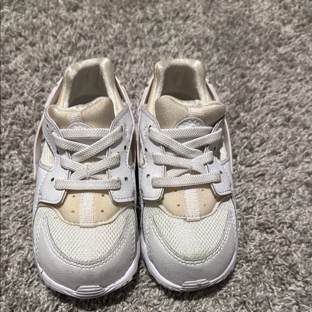 Kids White and Cream Nike Sneakers